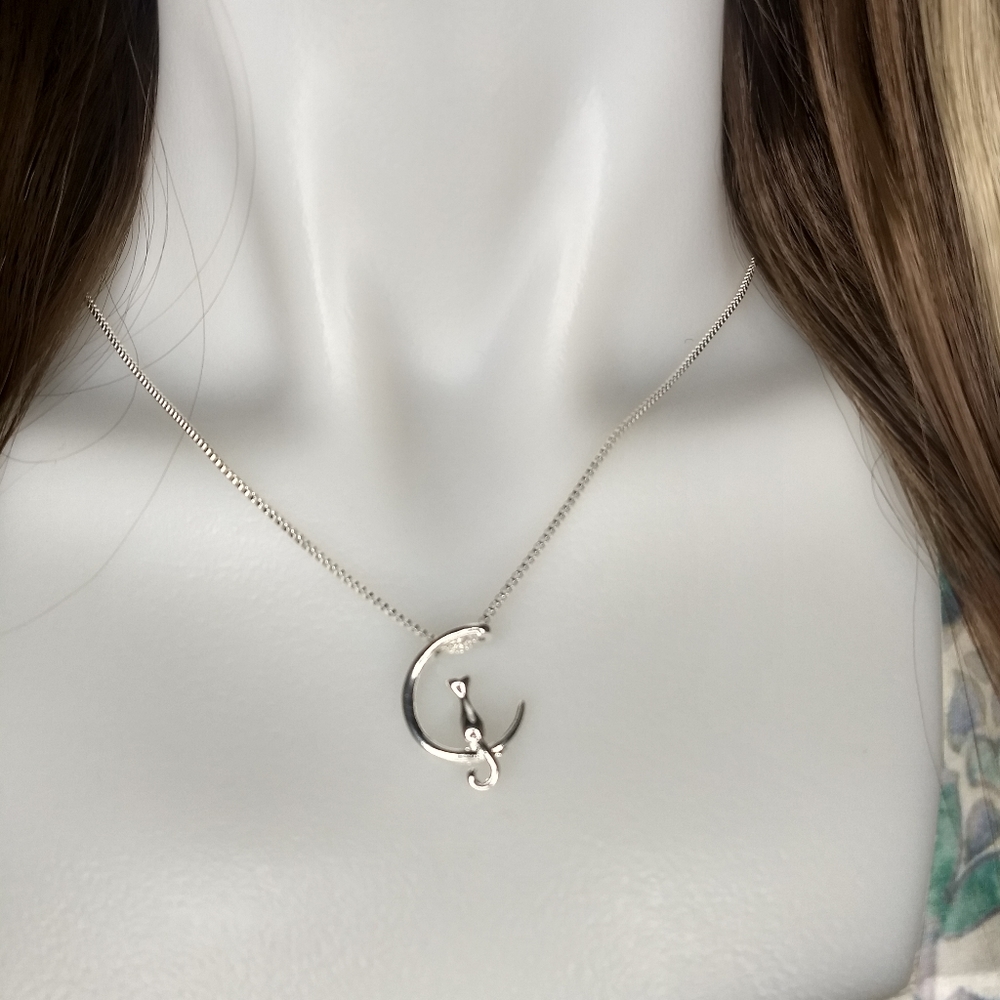 NEW Cat On The Moon Necklace